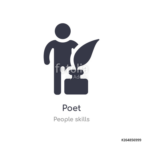 500x500 Poet Outline Icon Isolated Line Vector Illustration From People