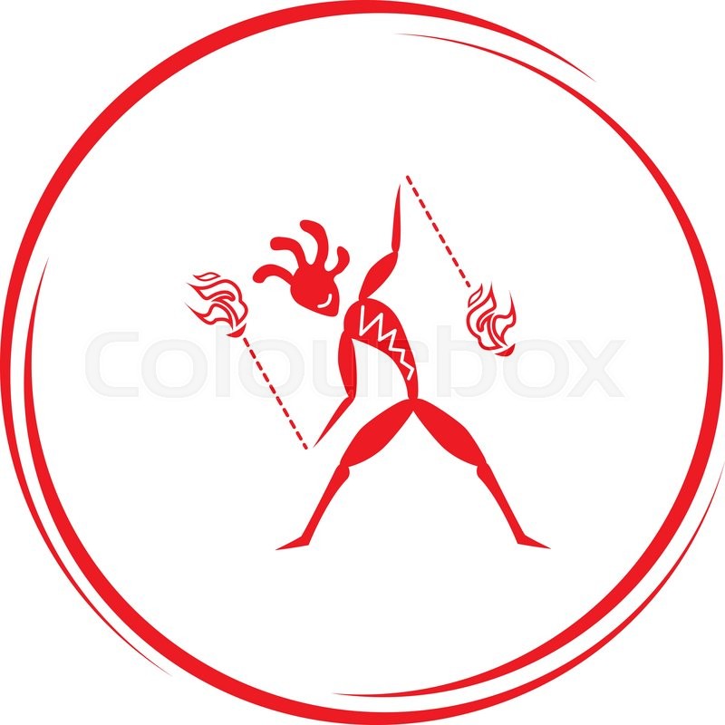 800x800 Ethnic Little Man With Fire Poi Stock Vector Colourbox