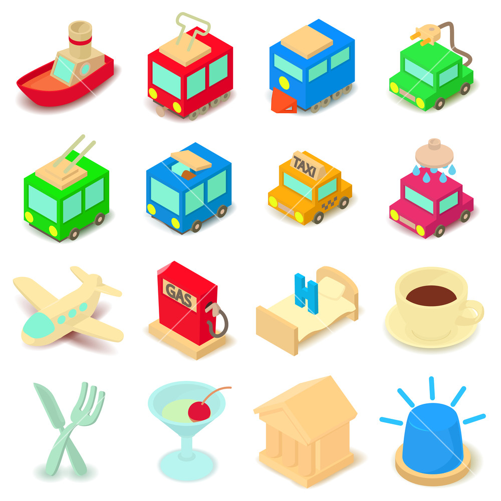 1000x1000 Points Of Interest Icons Set Cartoon Illustration Of Points