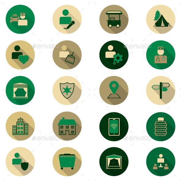 590x590 Vector Illustration Of Point Of Interest Icons, Flat Icons