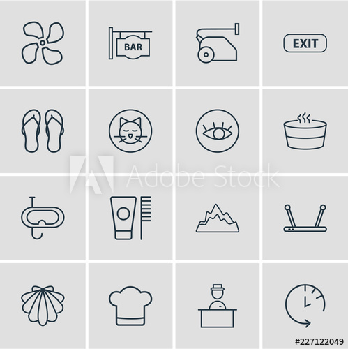 499x500 Vector Illustration Of Hotel Icons Line Style Editable Set
