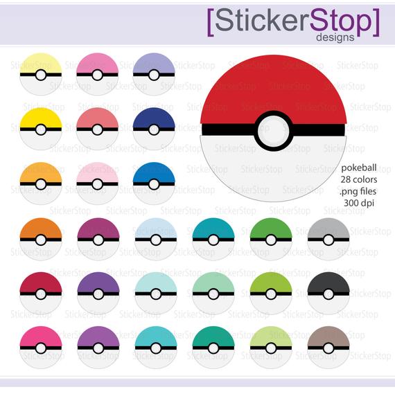 Pokemon Pokeball Icon Digital Clipart In Rainbow Colors 570x569 Pokemon Pokeball Icon Digital Clipart In Rainbow Colors