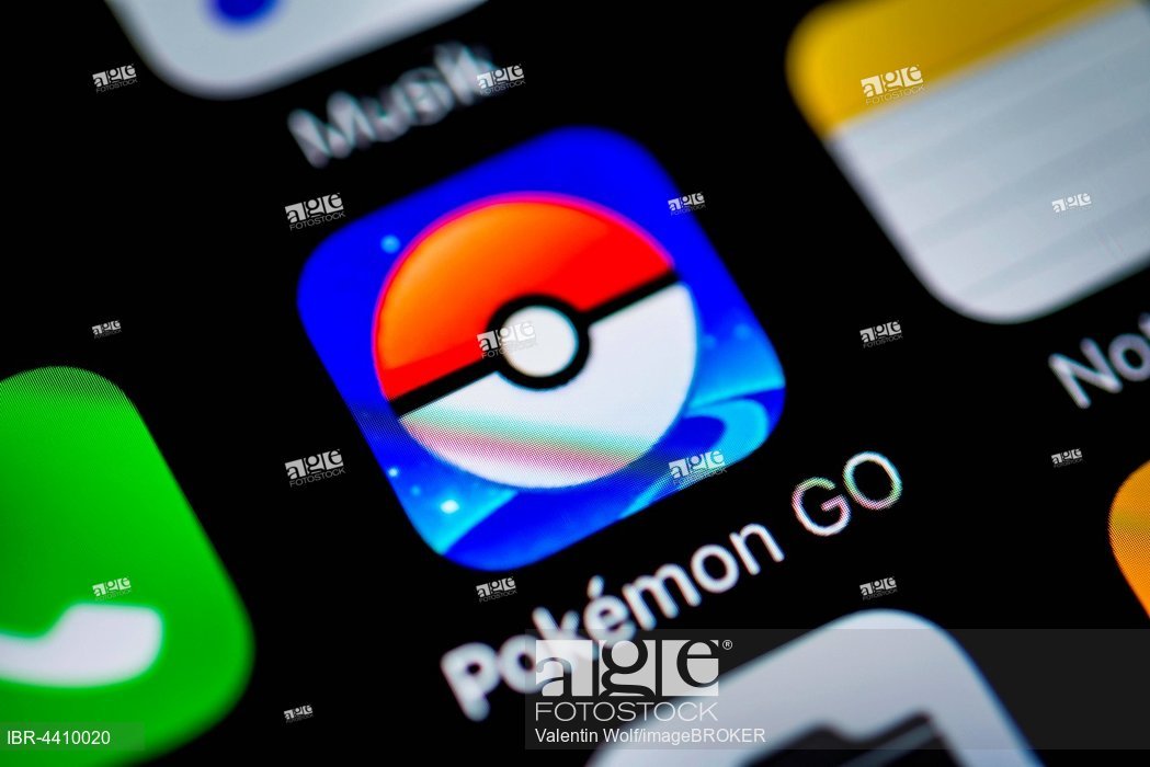 1049x700 Smartphone Screen With Go App Icon In Detail, Stock Photo