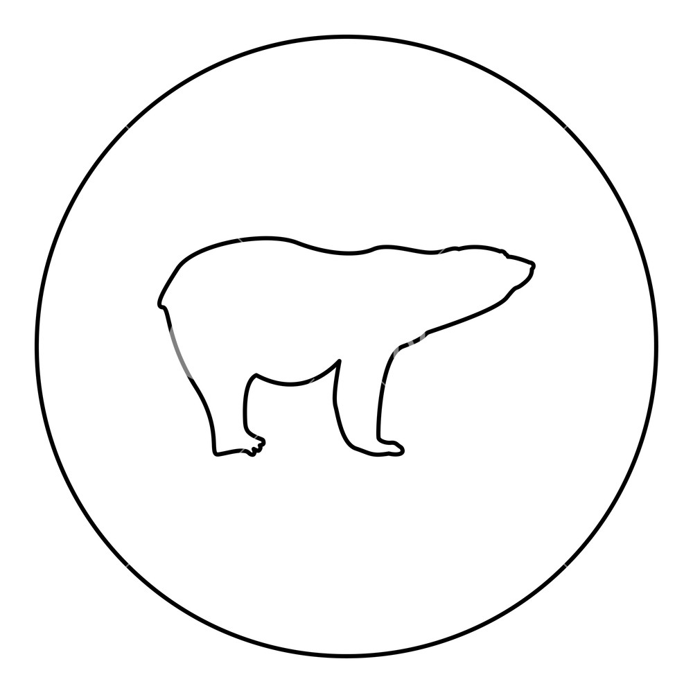 1000x1000 Polar Bear Icon Black Color In Round Circle Outline Vector