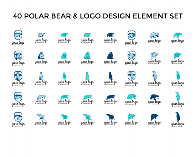 626x500 Polar Bear Icon Logo Design Set Vector Premium Download