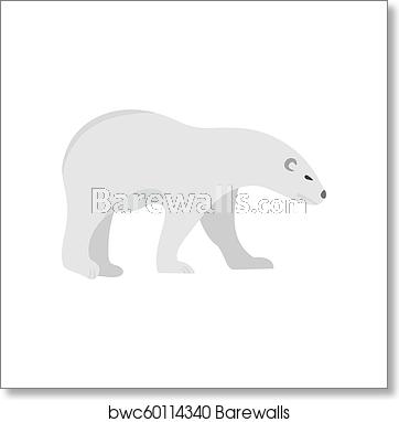 362x382 Walk Of Polar Bear Icon, Flat Style, Art Print Barewalls Posters