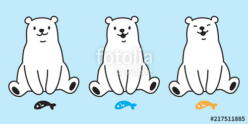 500x250 Bear Vector Polar Bear Icon Logo Sitting Cartoon Character