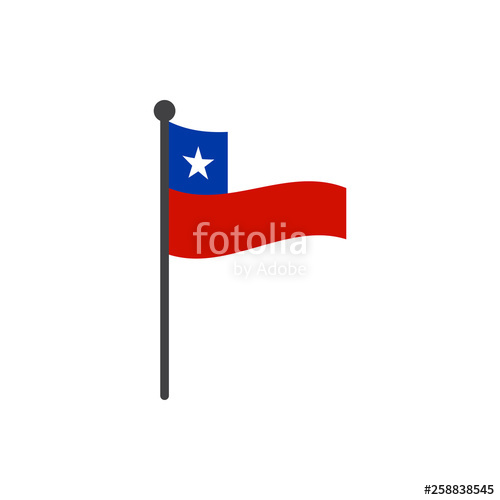 500x500 Chile Flag With Pole Icon Vector Isolated On White Background