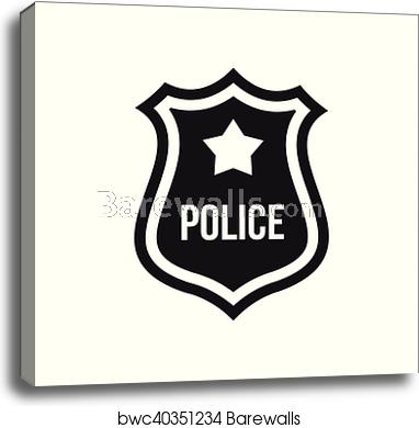 382x390 Police Badge Icon, Simple Style, Canvas Print Barewalls Posters