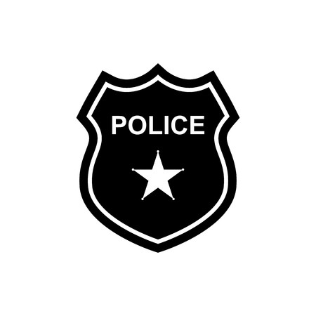 450x450 Police Badge Icon In Flat Design Silhouette Vector Illustration
