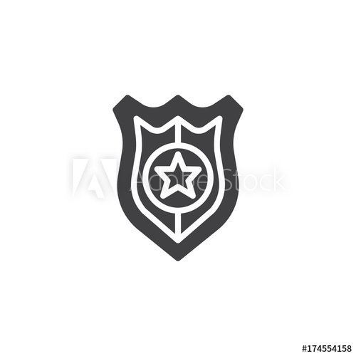 500x500 Police Badge Icon Vector, Filled Flat Sign, Solid Pictogram