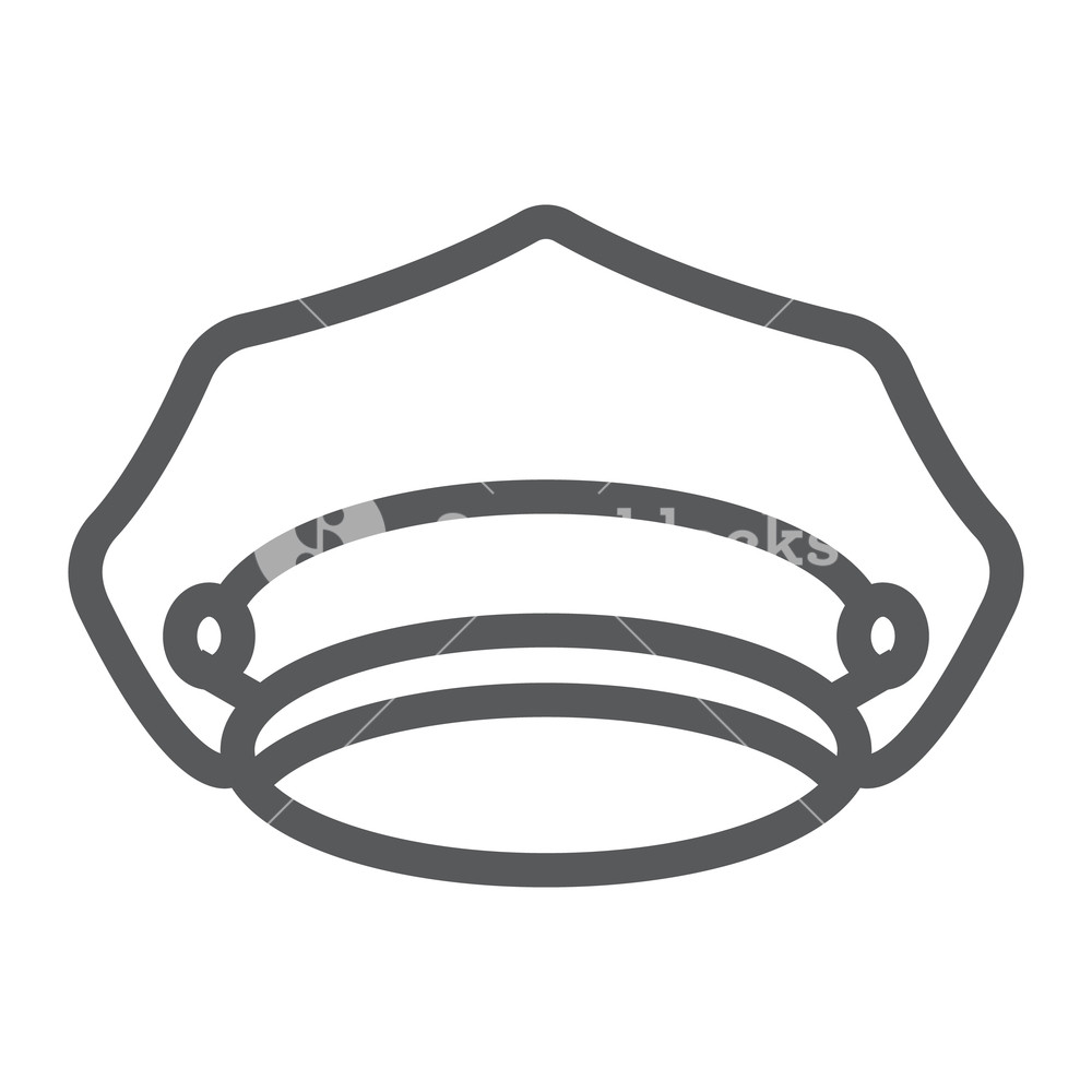 1000x1000 Police Hat Line Icon, Police And Uniform, Cap Sign, Vector