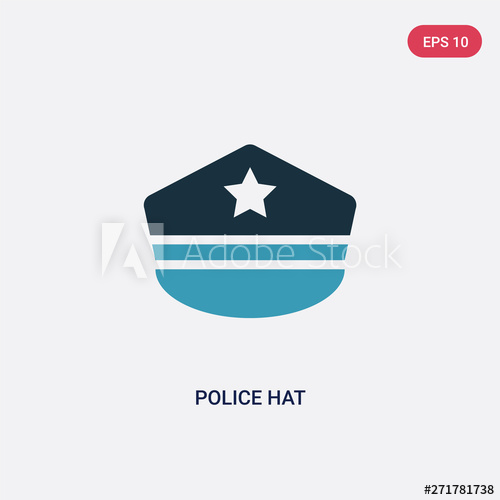 500x500 Two Color Police Hat Vector Icon From Law And Justice Concept