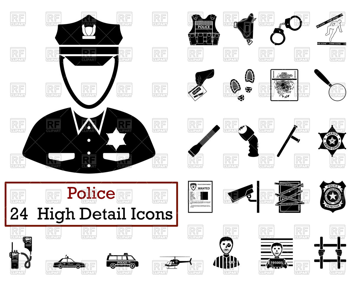 1200x960 Set Of Police Icons Vector Image Of Signs, Symbols, Maps Angelp
