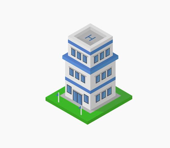 560x490 Isometric Police Station Icon On A White Background