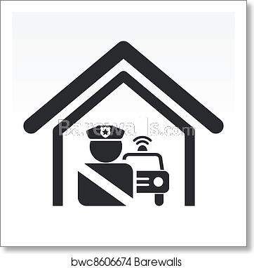 362x382 Vector Illustration Of Single Isolated Police Station Icon, Art