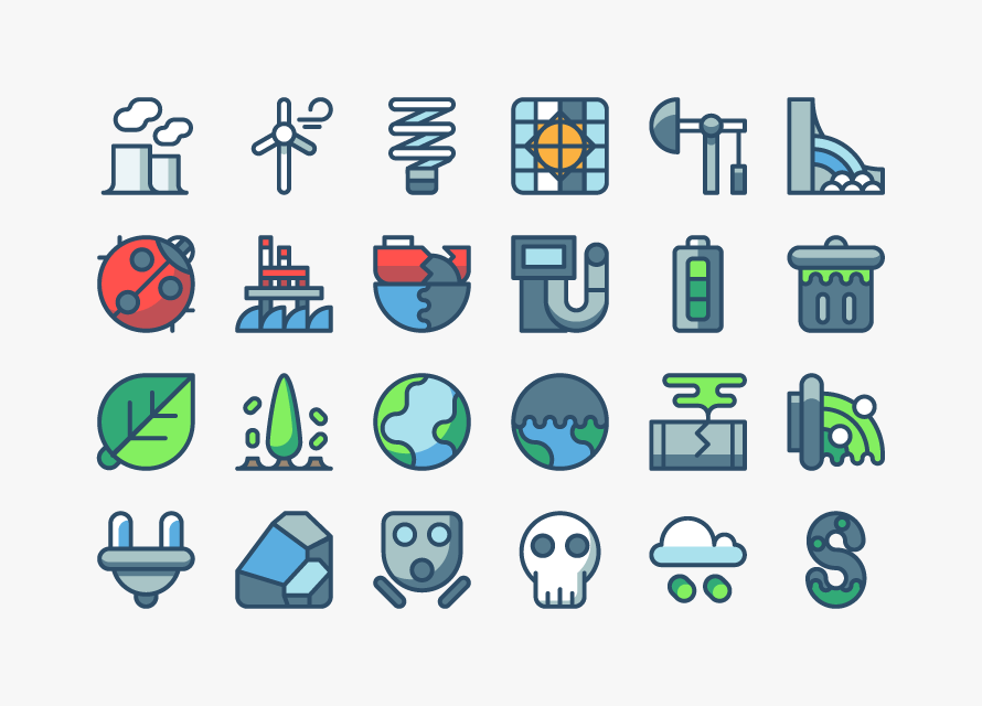 890x640 Freebie Pollution Energy Icons