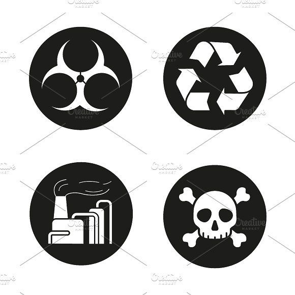 580x580 Industrial Pollution Icons Vector