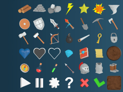 516x389 Low Poly Art Style Icons Pack
