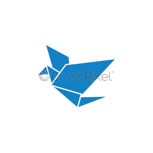500x500 Blue Bird Poly Icon Design Template Vector Isolated