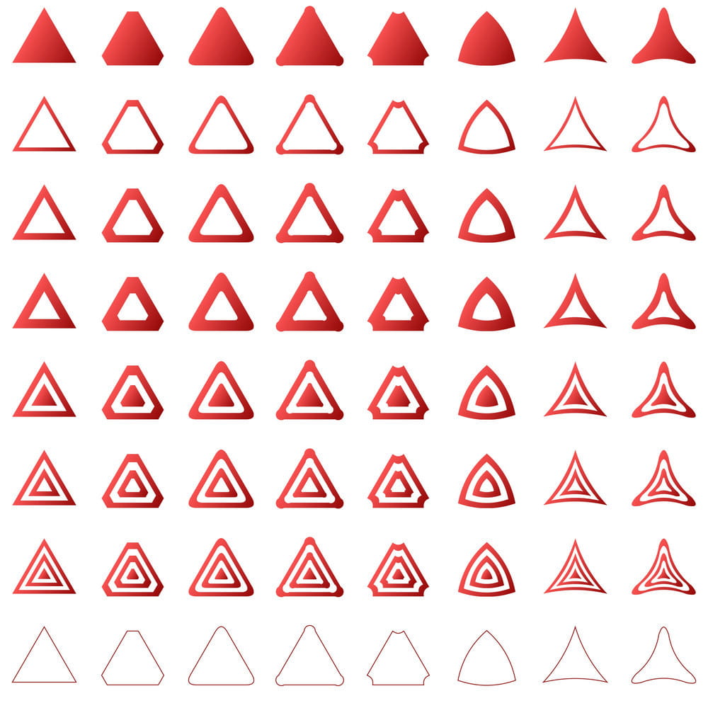 1000x1000 Triangle Shape Polygon Icon Template Set Vector