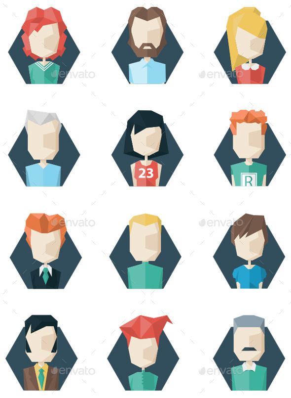 590x805 Avatars Icons Polygon Style