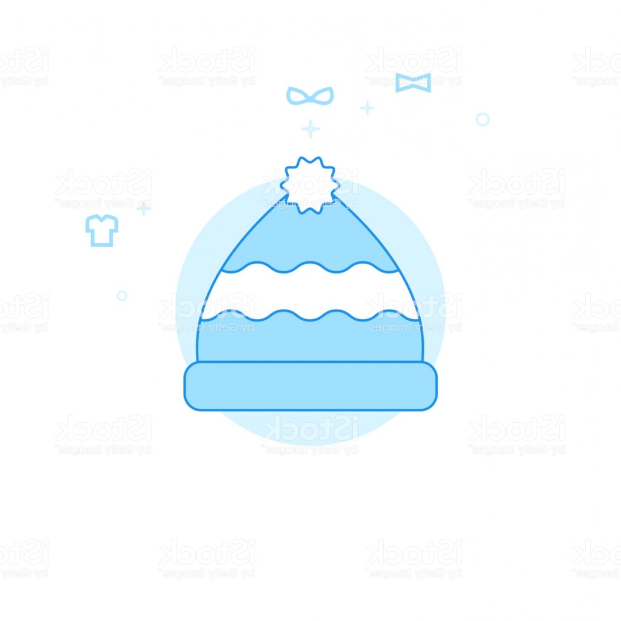 1228x1228 Knitted Hat With Pom Pom Flat Vector Illustration Icon Light Blue
