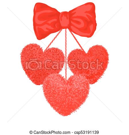 450x470 Decortive Elements With Pom Poms In The Shape Of A Heart Vector