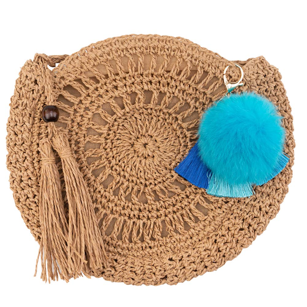 1000x1000 Womens Round Straw Bag, Handwoven Summer Beach Travel