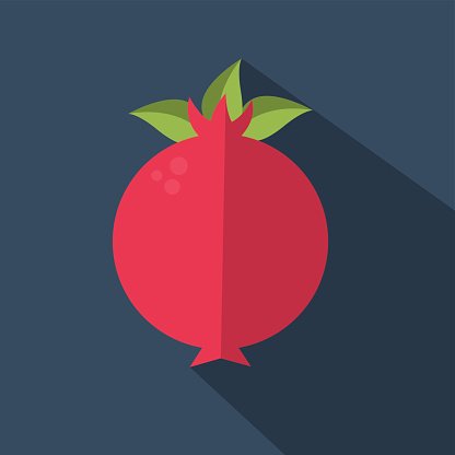 416x416 Pomegranate Icon In Flat Style On Blue Background Premium Clipart