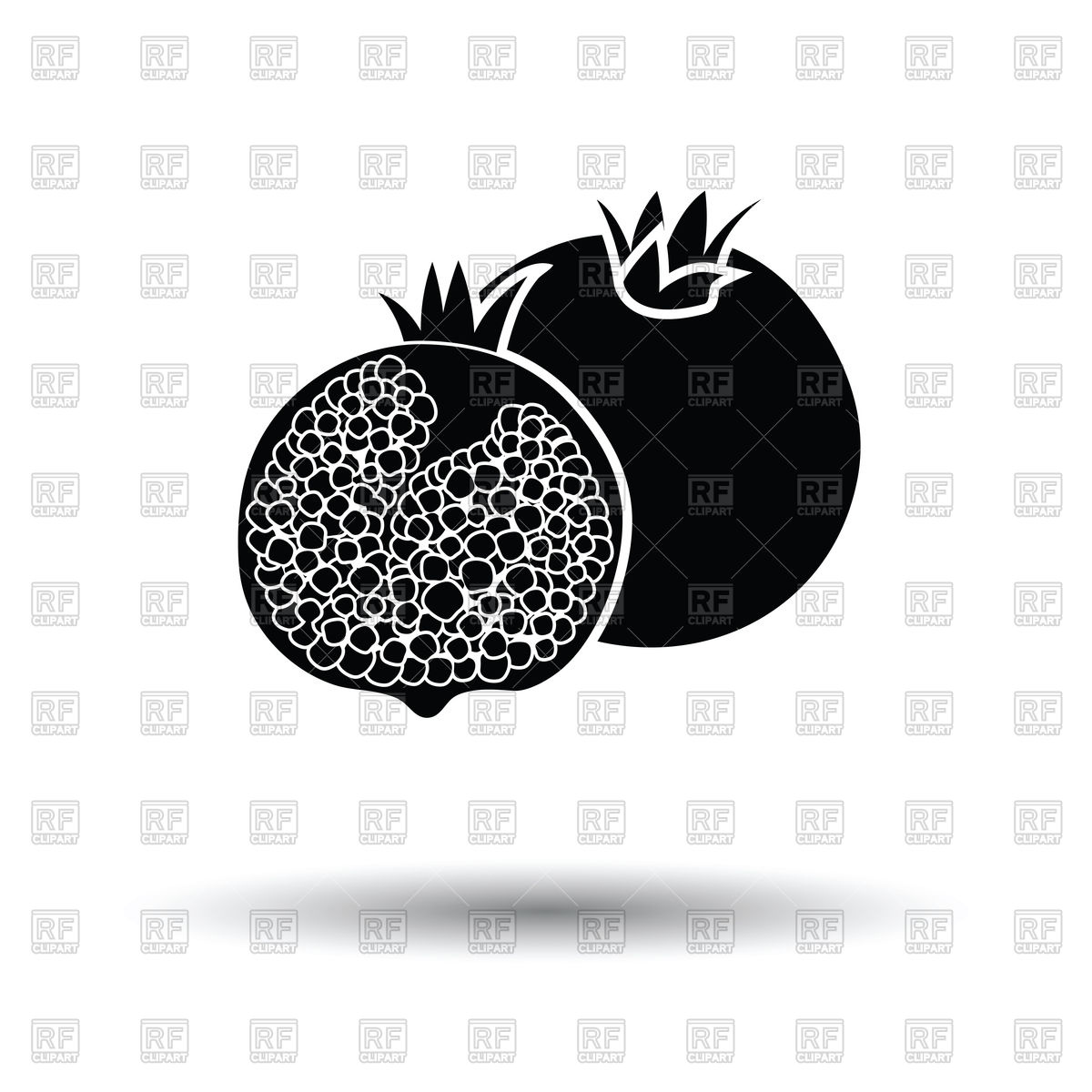1200x1200 Pomegranate Icon With Shadow Design Vector Image Of Food