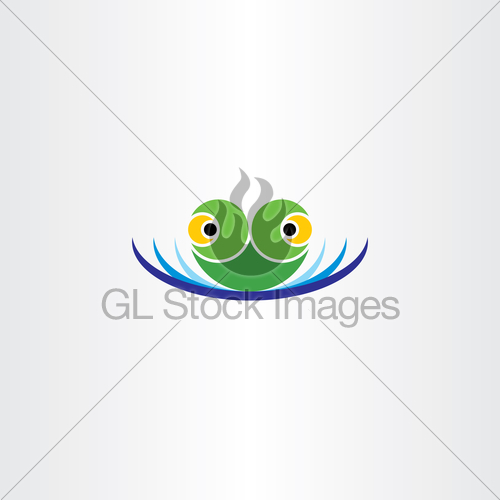 500x500 Green Frog Head In Water Pond Icon Vector Logo Gl Stock Images