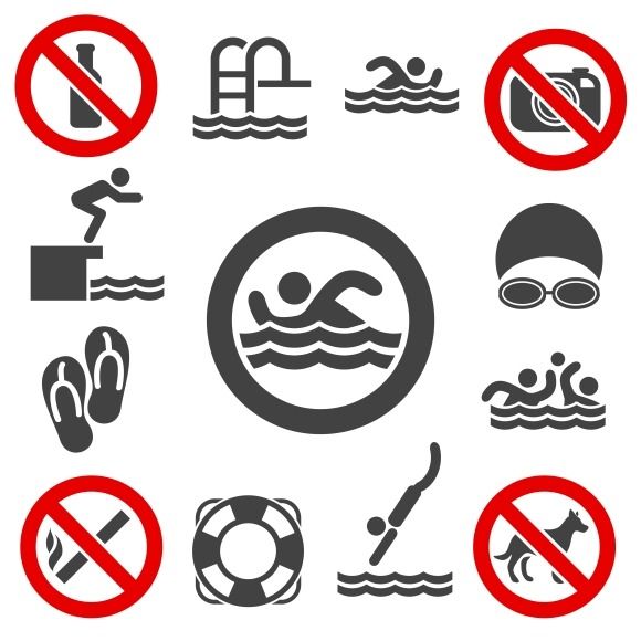 580x580 Swimming Vector Icons