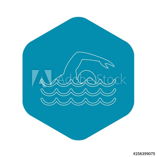 500x500 Man Swimming The Front Crawl In A Pool Icon Outline Illustration