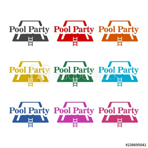 500x500 Pool Party Invitation Icon, Color Set