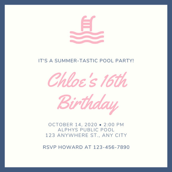 550x550 Cream Icon Pool Party Invitation
