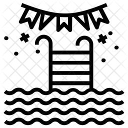 256x256 Decorative Pool Party Icon Of Line Style