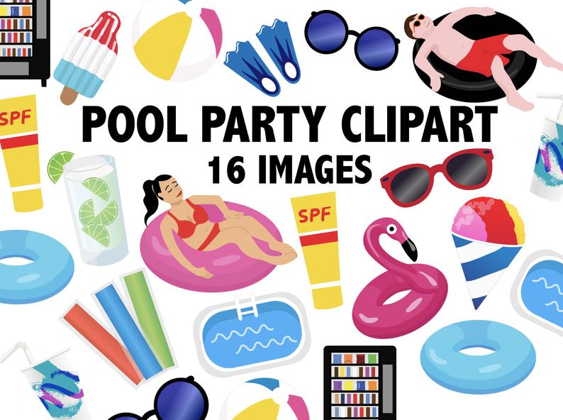 794x592 Pool Party Clipart Summer Fun Clip Art Icons Beach Swimming Etsy