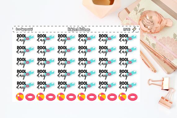 570x380 Pool Daypool Party Icon Typography Planner Stickers Etsy