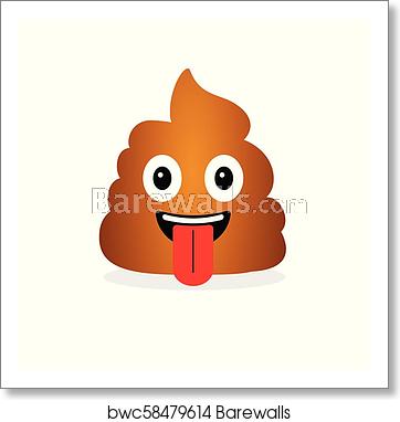 362x382 Cute Funny Poop With Tongue Emotional Shit Icon, Art Print