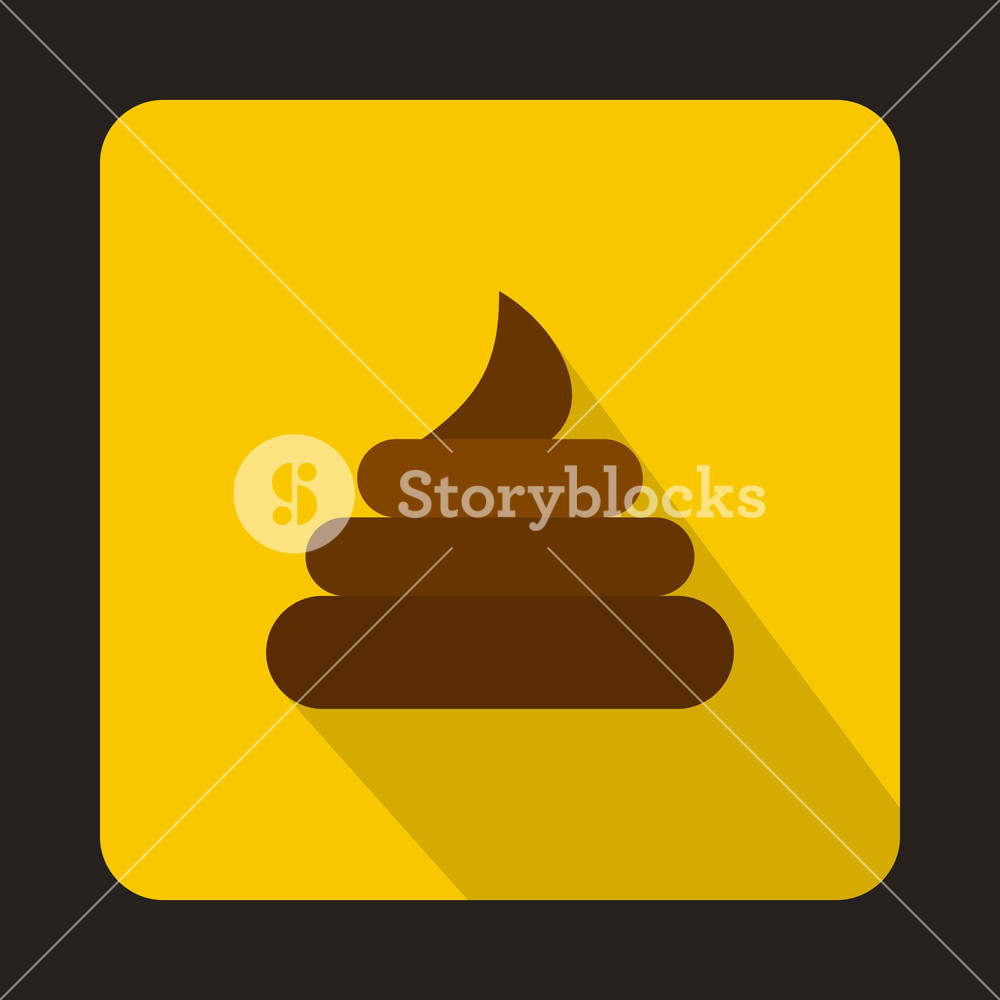 1000x1000 Poop Icon In Flat Style On A Yellow Background Royalty Free Stock