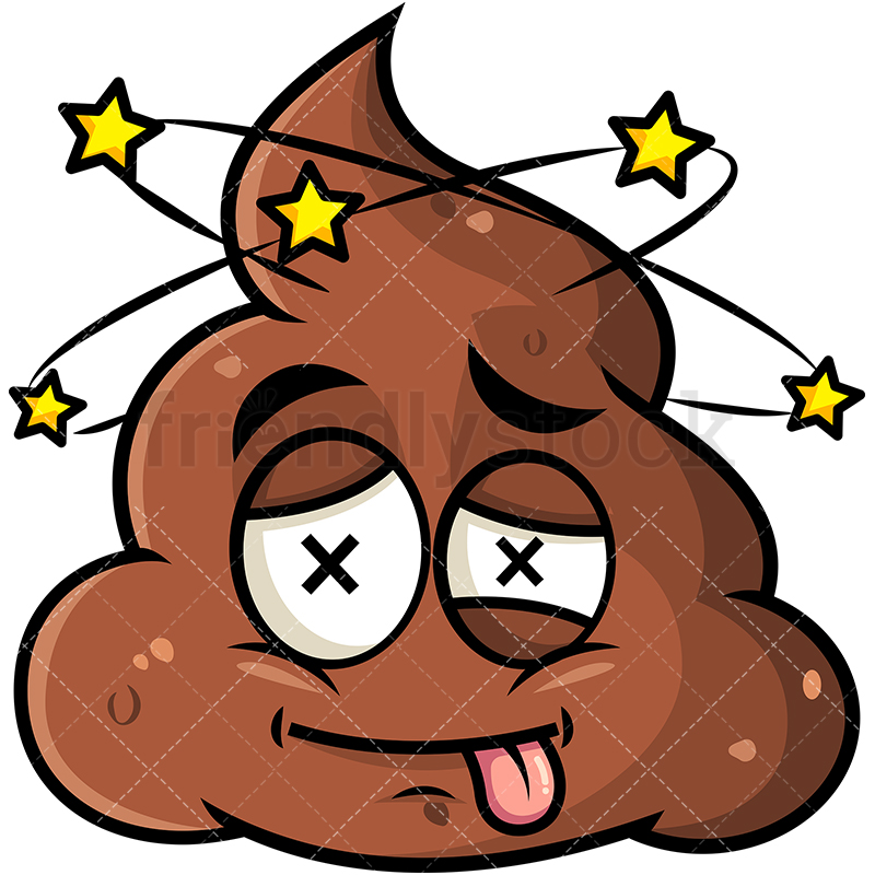 800x800 Beaten Up Poop Emoji Cartoon Vector Clipart