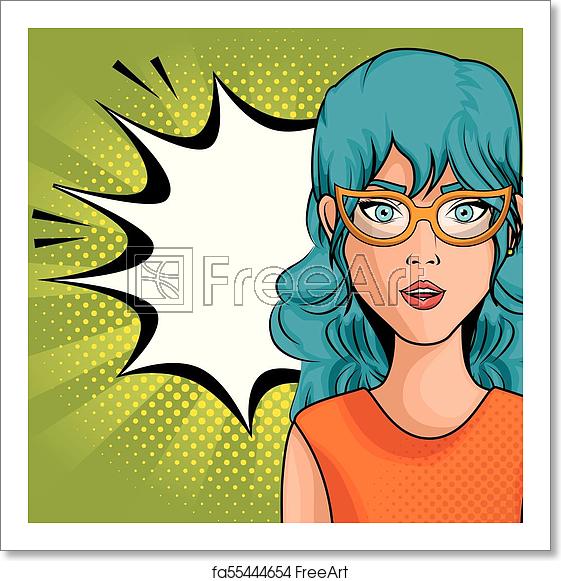 561x581 Free Art Print Of Comic Like Woman Icon Blue Haired Woman Comic