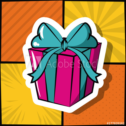 500x500 Gift Box Pop Art Icon Vector Illustration Graphic Design