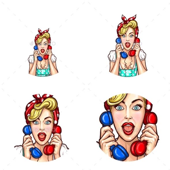 590x590 Pop Art Woman Or Girl Speaking Gossip On Phone Apple Game