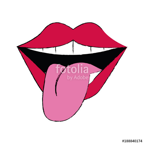 500x500 Tongue Out Pop Art Icon Vector Illustration Graphic Design Stock