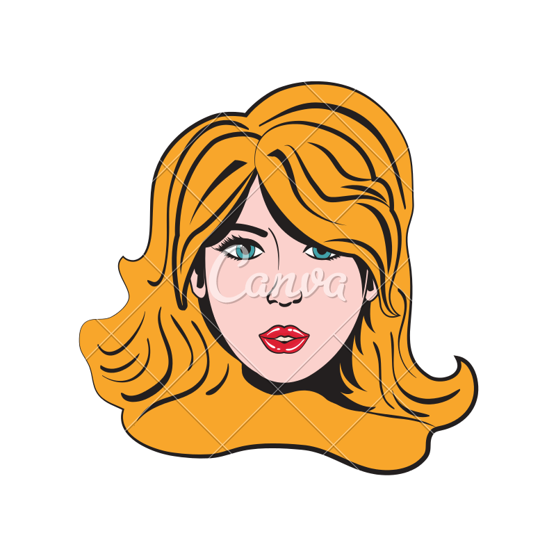 800x800 Woman Girl Retro Hair Pop Art Icon Vector Graphic
