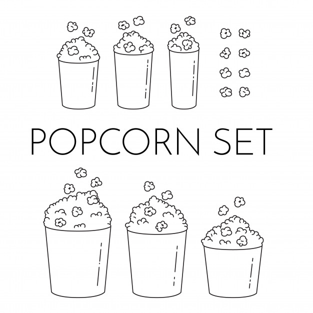 626x626 Set Of Cups With Popcorn And Kernels Flying Into The Bucket