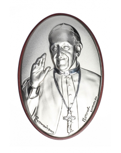 420x529 Pope Francis Oval Bilaminate Sterling Silver Icon