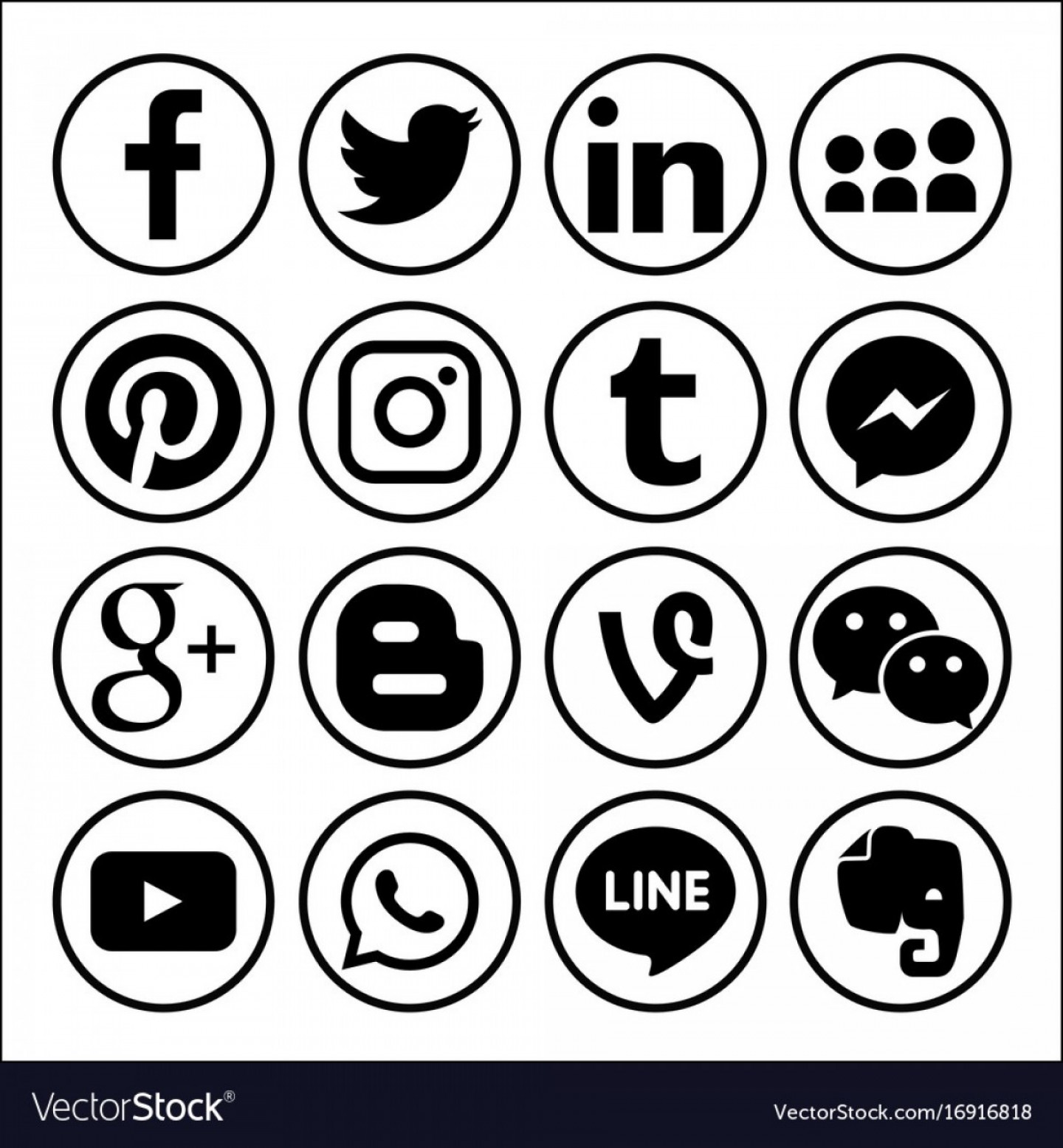 1440x1555 Set Of Popular Social Media Logos Web Icon Vector Handandbeak